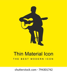 Flamenco guitar player bright yellow material minimal icon or logo design