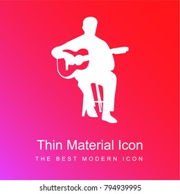 Flamenco guitar player red and pink gradient material white icon minimal design