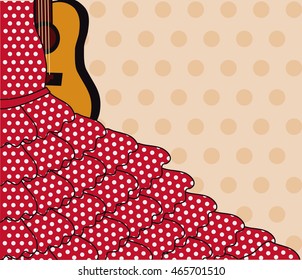 Flamenco invitation card, vector illustration