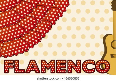 Flamenco music party card, vector illustration
