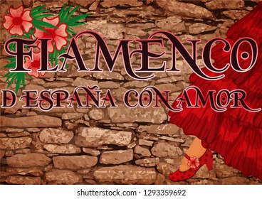 Flamenco party invitation poster, vector illustration