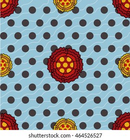 Flamenco seamless pattern with flowers, vector illustration