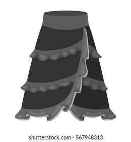 Flamenco skirt icon in monochrome style isolated on white background. Spain country symbol stock vector illustration.