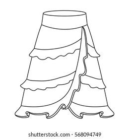 Flamenco skirt icon in outline style isolated on white background. Spain country symbol stock vector illustration.