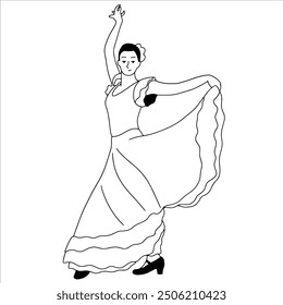 Flamenco, Spain dance handdrawn illustration