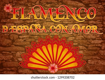 Flamenco. From Spain  with love.   Banner with spanish flag colors , vector illustration
