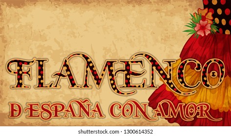 Flamenco. From Spain  with love.   Invitation background with flamenco clothes, vector illustration