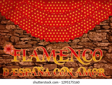 Flamenco Spain love invitation card, vector illustration