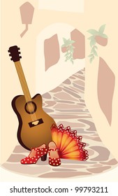 Flamenco. Spanish card. vector illustration