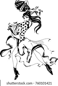 Flamenco Spanish dancer woman vector illustration. Gypsy dancing.