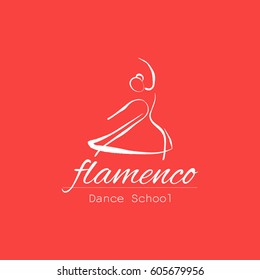 Flamenco. Vector illustration abstract woman icon in dance. Dance school, dance studio logo design vector template.