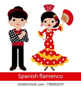 Flamenco woman with red dress and flamenco man