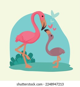 flamengos mom and baby animals