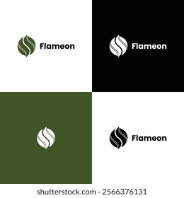 "Flameon - A Modern and Minimalistic Logo Design Featuring an Abstract Flame Symbol, Perfect for Innovative Branding, Eco-Friendly Businesses, and Sleek Corporate Identities"

