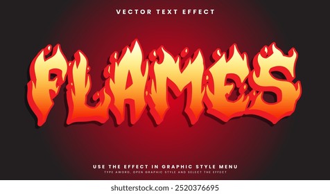 Flames 3D editable text effect template Suitable for Fire Style
