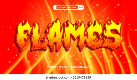 Flames 3D editable text effect template Suitable for Fire Background