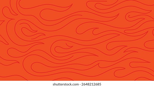 Fundo de chamas, padrão de contorno de fogo de rabiscar abstrato