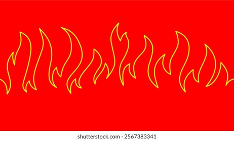 flames background. Continuous fire line design. Flame outline background. Fire Background. doodle fire background. Flame Seamless Pattern.