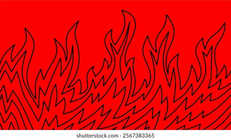 flames background. Continuous fire line design. Flame outline background. Fire Background. doodle fire background. Flame Seamless Pattern.