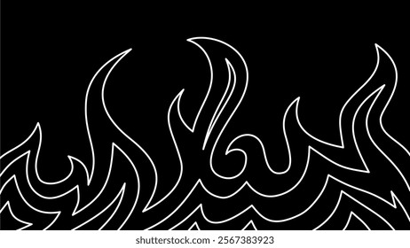 flames background. Continuous fire line design. Flame outline background. Fire Background. doodle fire background. Flame Seamless Pattern.