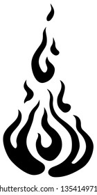 Flames burning decoration stencil abstract design, vector, vertical, over white