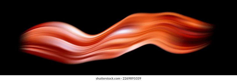 Flames of a burning fire. Plasma flamethrower burning ignition. Start red energy river. Red hair bun. Colorful flow fire brushstroke. Wave sea isolated realistic liquid paint ink Vector illustration