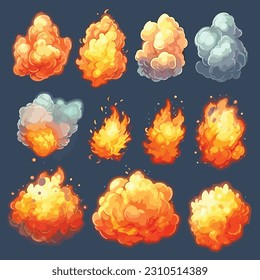 Flames collection vector set isolated