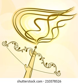 Flames coming out from Hindu mythological Lord Rama's arrow, concept for Dussehra festival celebrations. 