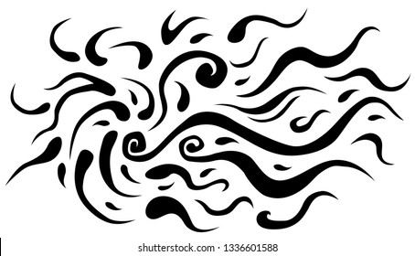 Flames decoration abstract design, vector, horizontal, over white