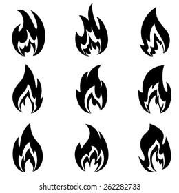 Flames Different Shapes On White Background Stock Vector (Royalty Free ...