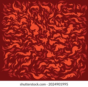 Flames. Editable hand drawn illustration. Vector engraving. Isolated on black background. 8 EPS
