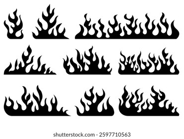 Flames and fire, acid neo tribal shapes, y2k elements. Set of hand drawn fire and fireball. Doodle Sketch Fire. Set of hand drawn flames. Set of hand drawn fire and fireball. Vector illustration