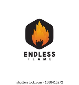 Flames of fire design in a black hexagonal graphic design