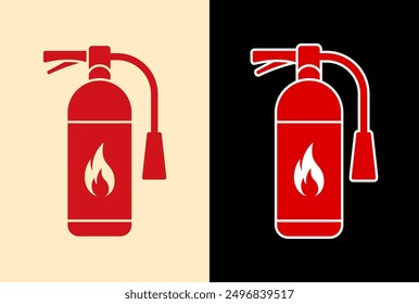 flames fire extinguisher vector icon, fire killer, fire reel hose on isolated background. editable vector,  fire extinguishers, firefighter vector