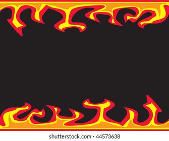 Flames of Fire illustration with Copy Space against a black Background Vector. Raster version also available.
