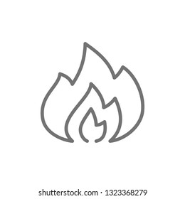 Flames, fire line icon.