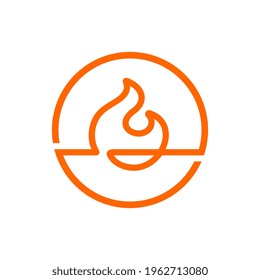 Flames and fire logo design, fireball line icon, bonfire symbol illustration, outline style vector