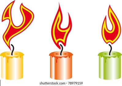 flames of the fire on a candle