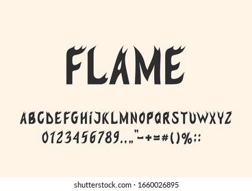 Flames of fire style font. Vector modern calligraphy alphabet. Stylish fluid alphabet for your design: wedding calligraphy, logo, slogan, advertising banner etc.