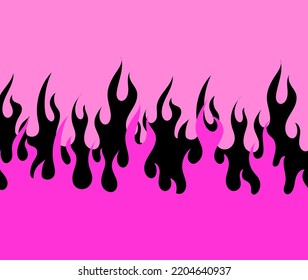 Flames of a fire in tattoo line art style. Vector illustration.