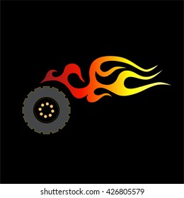 Flames fire vector icon isolated on black background – icon fire illustration