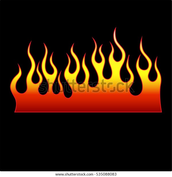 Flames fire vector\
icon isolated on black background, icon fire illustration, sample\
car hood stickers