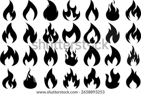 Flames and Fire Vector Silhouette Icons | EPS