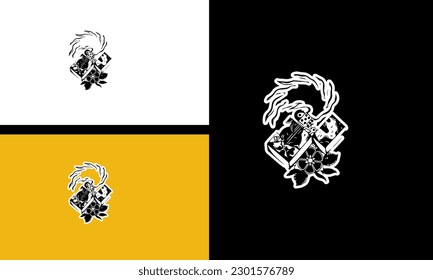 flames and flowers vector line art design