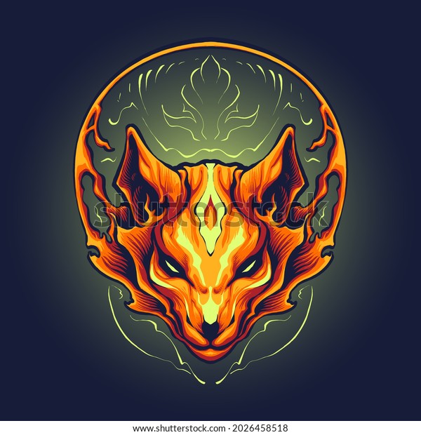 Flames Fox Head Illustration: стоковые изображения в HD и миллионы других с...