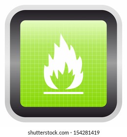 Flames (glossy screen button, green version)