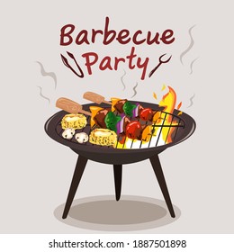 Flammen, die ein Steak auf dem Bretterfeuer des Grills grillen.