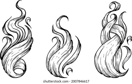 Flames. Handmade vector art illustration. Made with pen and ink. svg