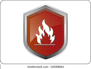 flames icon button on white background