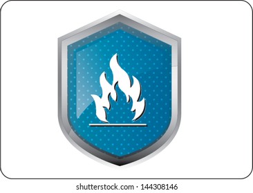 flames icon button on white background